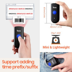 Wireless Barcode Scanner 1D Laser Mini Pocket Waterproof Scanner 3In1 Compatible