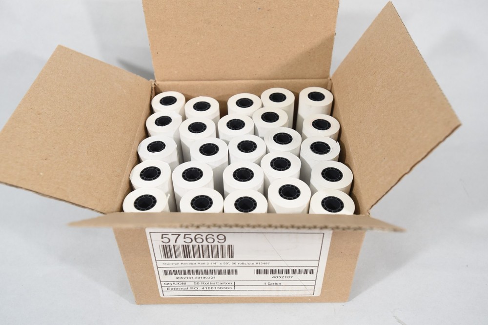 575669 Thermal Receipt Roll 2 1/4″ x 50′ 50 Rolls Per Carton