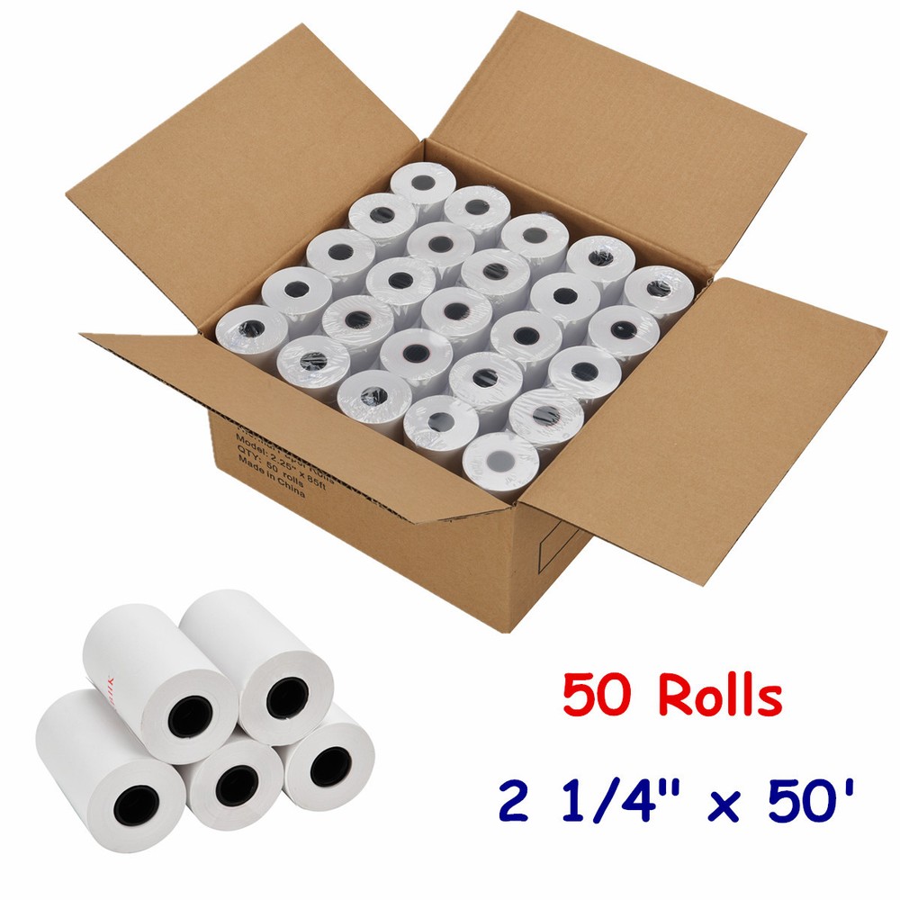2 1/4″ x 50’Thermal Receipt Paper 50 Rolls Cash Register POS Credit Card Tape