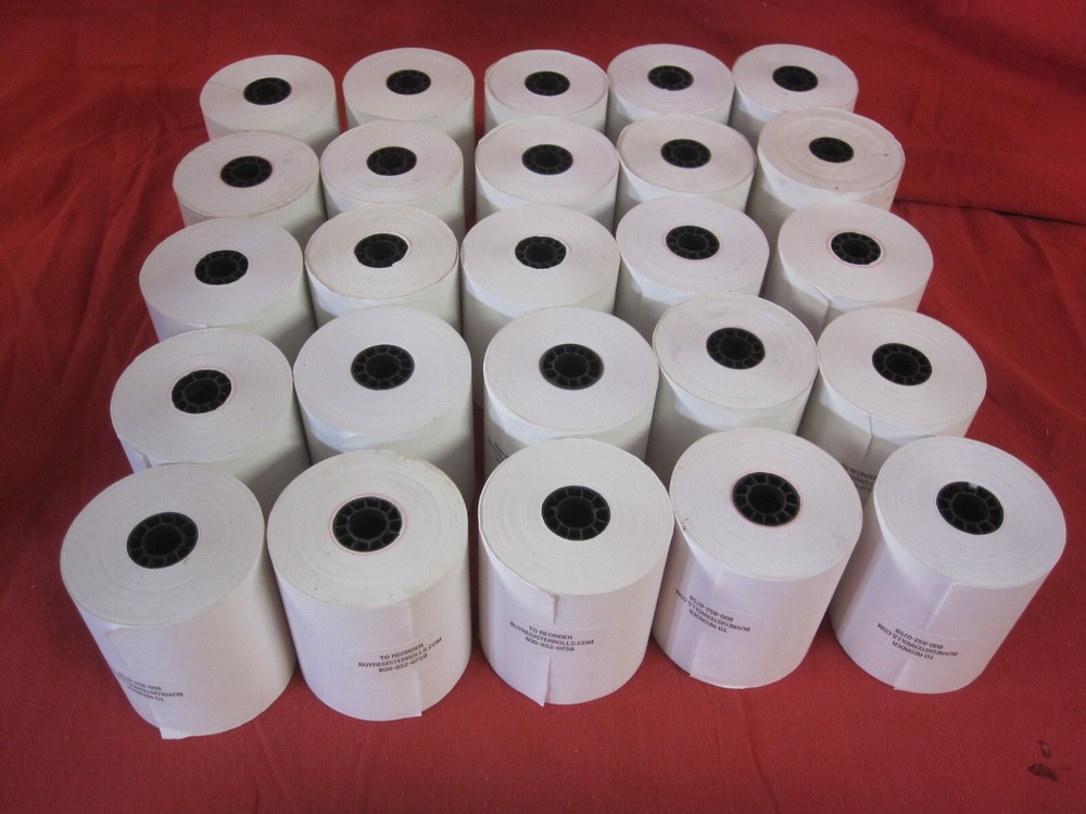25 Rolls Cash Register Credit Card POS Receipt Paper BuyRegisterRolls NonThermal