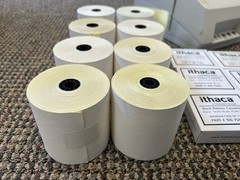 ITHACA 150 100-7565 Black Ribbons 50-90-150 Series Printers Lot of (12) + Paper