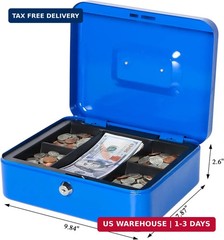 Jssmst Cash Box with Tray – Cash Box with Key Lock Safe Money Box with Cash Tray