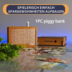 $10000 Cash Vault Wooden Savings Box,Wooden Savings Box with Money Target Numb