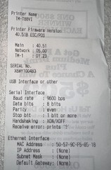 Epson TM-T88VI M338A Point Of Sale Thermal Receipt Printer, fully tested low use