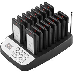 VEVOR Restaurant Wireless Guest Paging System 16 Beepers Queuing Calling Pagers