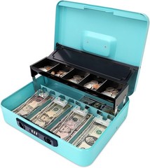 Portable Cash Box with Combination Lock – Light Blue