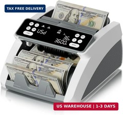 Money Counter Machine with Value Count for USD and EUR, UV MG IR Counterfeit Det