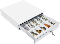 White Cash Drawer, 16″ Heavy Duty Cash Register for Point of Sale (POS) System,