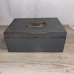 Vintage ASCO Art Steel Co New York Drab Metal Safe Deposit Box Patina No Key