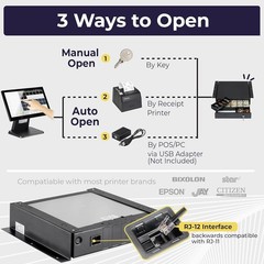 16in Cash Register Drawer POS Metal Under Counter Mount 5 Bill 6 Coin Black Lock