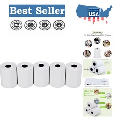 Standard 2 1/4″ x 50′ Thermal Receipt Paper – 5 Rolls, Biodegradable & Bright