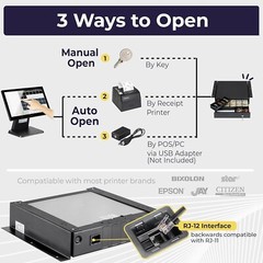 Cash Register Drawer with Under Counter Mounting Metal Bracket – 16″ Black Ca…