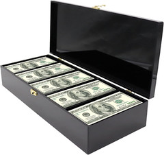 Black Acrylic Lockable Currency Tray, 5 Compartment Money Organizer for Cash, Ca