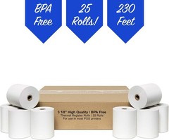 Biodegradable 25-Pack of 3 1/8″ X 230′ Thermal Receipt Rolls for POS Systems