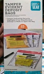 Tamper Evident Deposit Bags New Sealed Pen & Gear 25 Count A Box