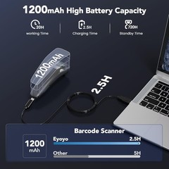 Eyoyo Bluetooth Barcode Scanner with Screen 1D&2D QR Code POS PC Wireless Reader