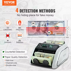 1000 Pcs/Min Money Counter Business Cash Register Bill Counterfeit Bill Detector