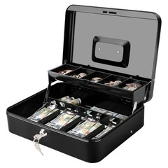 Secure Cash Box with Key Lock – Auto-Pop Spill-Proof Tray & Scratch Resistant