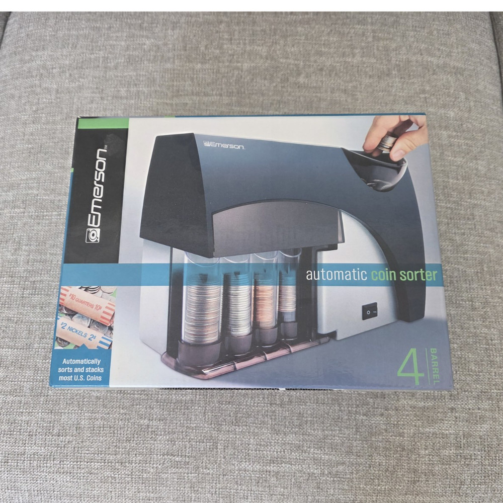 Emerson Automatic Coin Sorter 4-Barrel Electric Electronic Coin Sorter, Wired