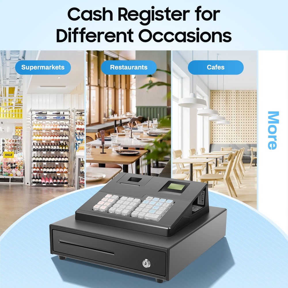 Electronic Cash Register, 39 Keys Raised Keyboard thermal cash register US STOCK