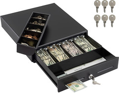 Cash Drawer 13″ Register Electronic POS System Coins Bills Safe Organizer Tray