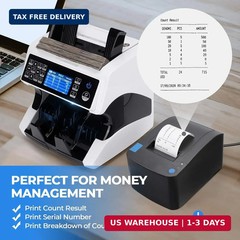 MUNBYN IMC01 Bank Grade Money Counter Machine Mixed Denomination, 2CIS/UV/IR/MG/
