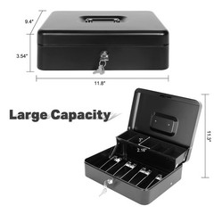 Cash Box with Key Lock and Money Tray – Metal Money Box for Cash Register, La…