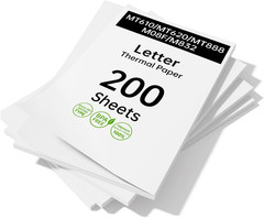 BPA-Free Inkless Thermal Printer Paper, 200 Sheets US Letter Size, 8.5 x 11 Inch