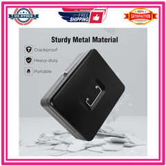 Cash Box with Money Tray Key Lock XL 11.8×9.45×3.54 Black Money Storage