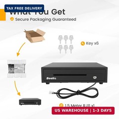 13″ Cash Register Drawer for Small Business, 4 Bill/5 Coin with Check Slot, Stee
