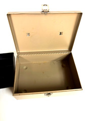 Vtg. Rockaway Metal Products Corp Cash Metal Lock Box, Inwood New York no key