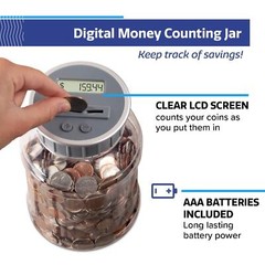 Counting Coin Bank. Batteries Included Personal Coin Counter/Money Clear jar …