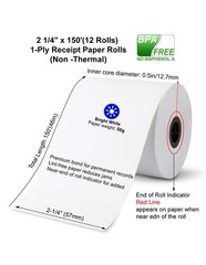 (12 Rolls)2 1/4 in x 150 ft Adding Machine Tape Rolls, for HR-10RC, HR-170RC,…