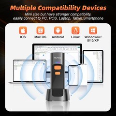 Wireless Bluetooth 1D 2D QR Barcode Scanner USB 2.4G Windows Android iOS PC