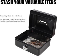 Elegant Small Cash Box with Lock – Stylish Metal Coin Bank for Home & Office