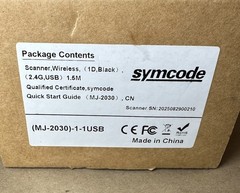 Symcode 2.4GHz Wireless Barcode Scanner Model #MJ-2030 Long Battery Life