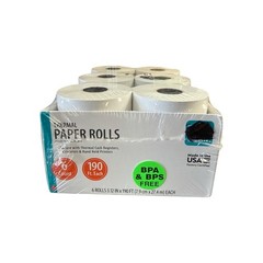 Thermal Receipt Paper Rolls 3.125″ x 190′, 6 Rolls New made in the USA.