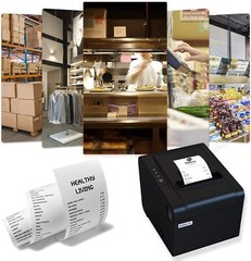 Medium Black Thermal Receipt Printer With Auto Cutter 250Mm Sec Fast Printing