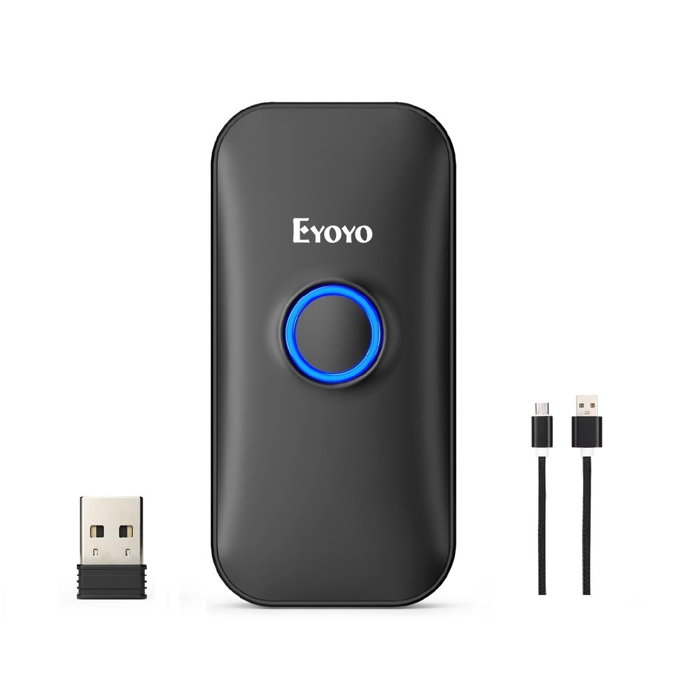 Eyoyo 1D Mini Bluetooth Barcode Scanner, 3-in-1 USB Wired & & black