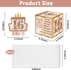 Sweet 16Th Birthday Pull-Out Money Gift Box for Girls – Pink Rose Gold Happy Six
