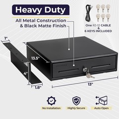 13″ Electronic Cash Register Drawer Under Counter Mount Metal Bracket 12-24V