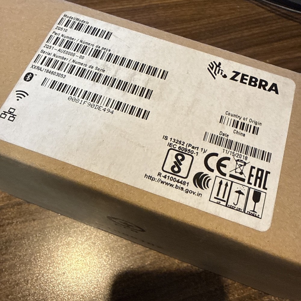 Zebra ZQ51-AUE0000-00 ZQ500 Series Portable Barcode Mobile Thermal Printer