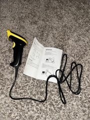 Black and Yellow Handheld Barcode Scanner with USB Cable