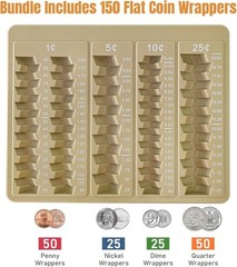 Brown Coin Counter Tray with 150 Coin Wrappers – Ultimate Sorter Solution