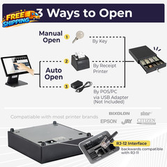 13 Electronic Cash Register Drawer for Point of Sale POS System with 4 Bill 5