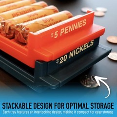 Rolled Coin Storage Organizer 5 Tray Set with Ridges for Loose Coins | Dollar…