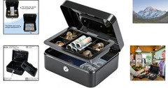 Durable Medium Cash Box with Double Layers and Key Control – Black 7.87″x6.30″