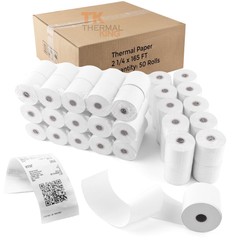 (50 Rolls) 2 1/4″ x 165′ feet Thermal Paper Cash Register POS Receipt, Fits A…