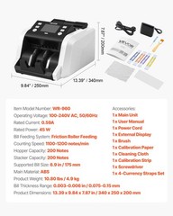 VEVOR Money Counter Machine Cash Counter with Value Count 1200 Notes/Minute