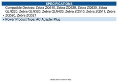 Zebra P1031365-024 AC Adapter – 120 V AC Input